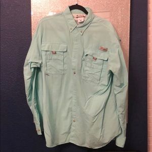 Colombia pfg teal blue fishing shirt large
